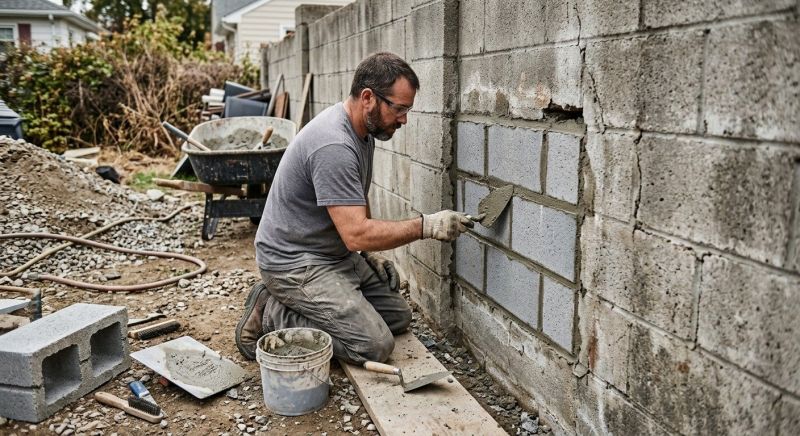 Cinder Block Wall Repair in Adams County, CO