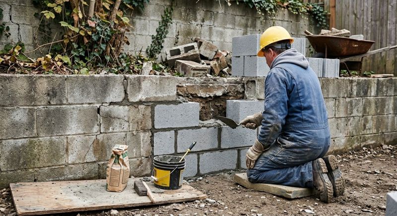 Cinder Block Wall Repair in Adams County, CO